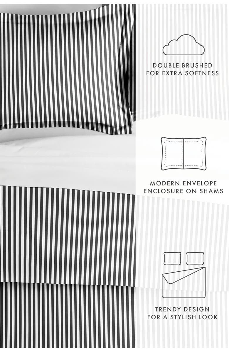 HOMESPUN IENJOY HOME Premium Ultra Soft Ribbon Pattern 3-Piece Duvet Cover Set, Alternate, color, Gray