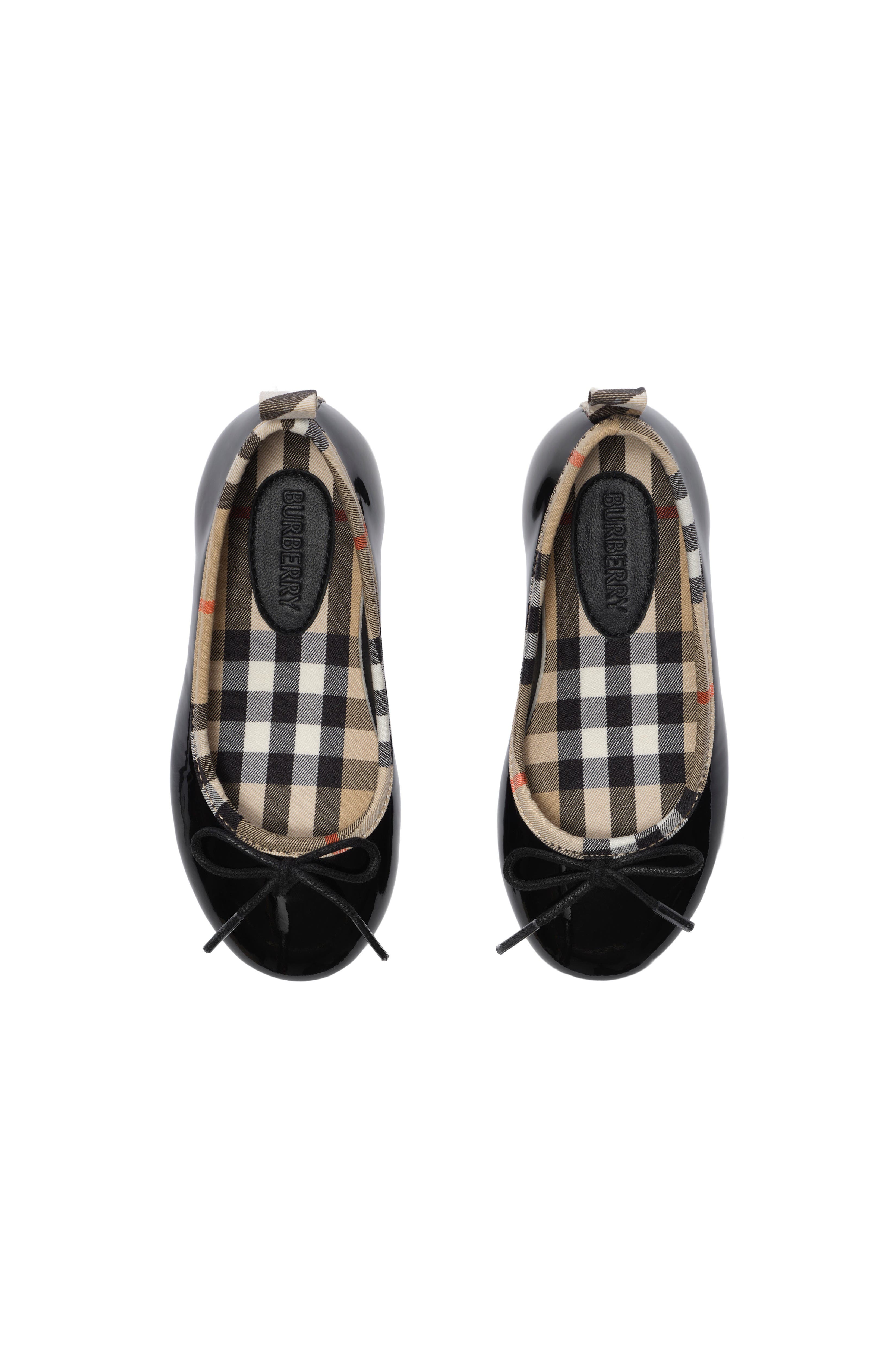 Check Trim Patent Ballerinas, Alternate, color, Black