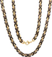 HMY JEWELRY Men's Two-Tone 18K Gold Plated Stainless Steel 24" Byzantine Chain Necklace