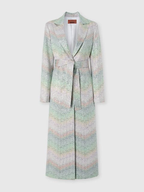 Duster Coat With Belt And Sequin Applications