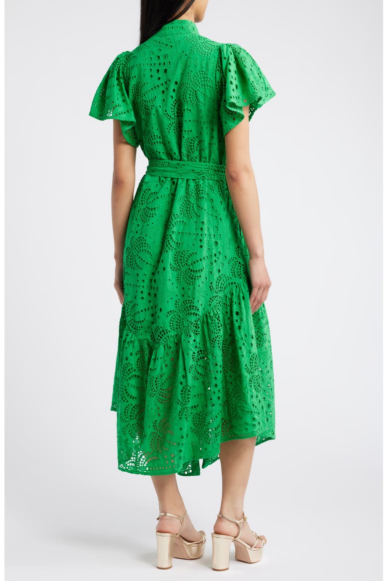 Isabella Cotton Eyelet Maxi Shirtdress, Alternate, color, GREEN