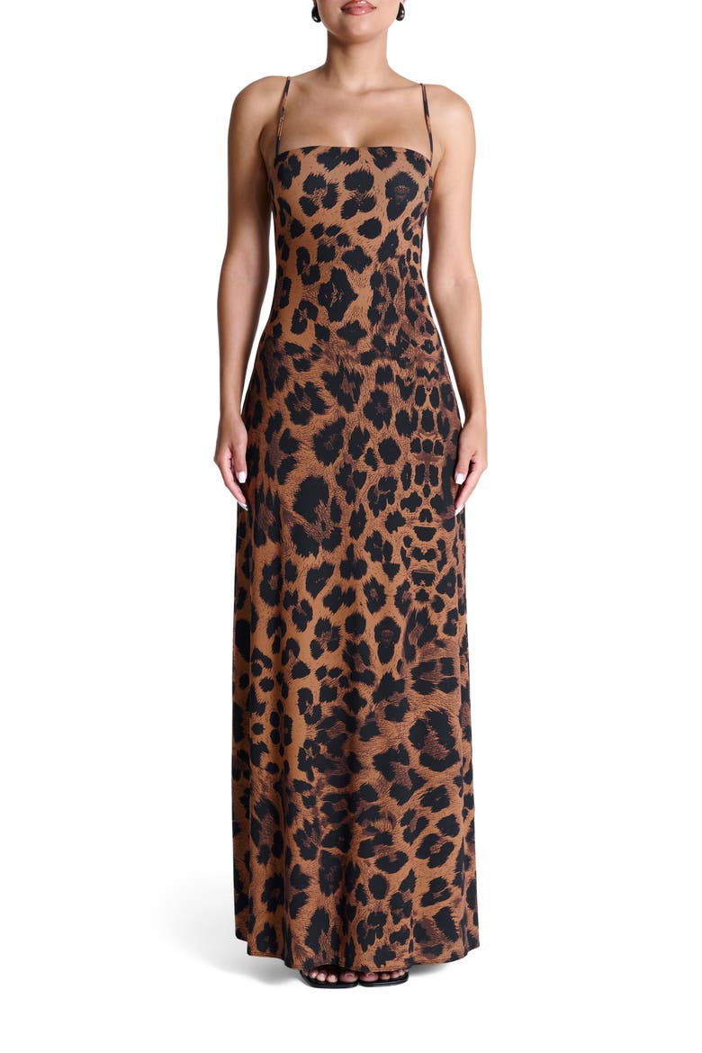 Printed Maxi Dress, Main, color, LEOPARD