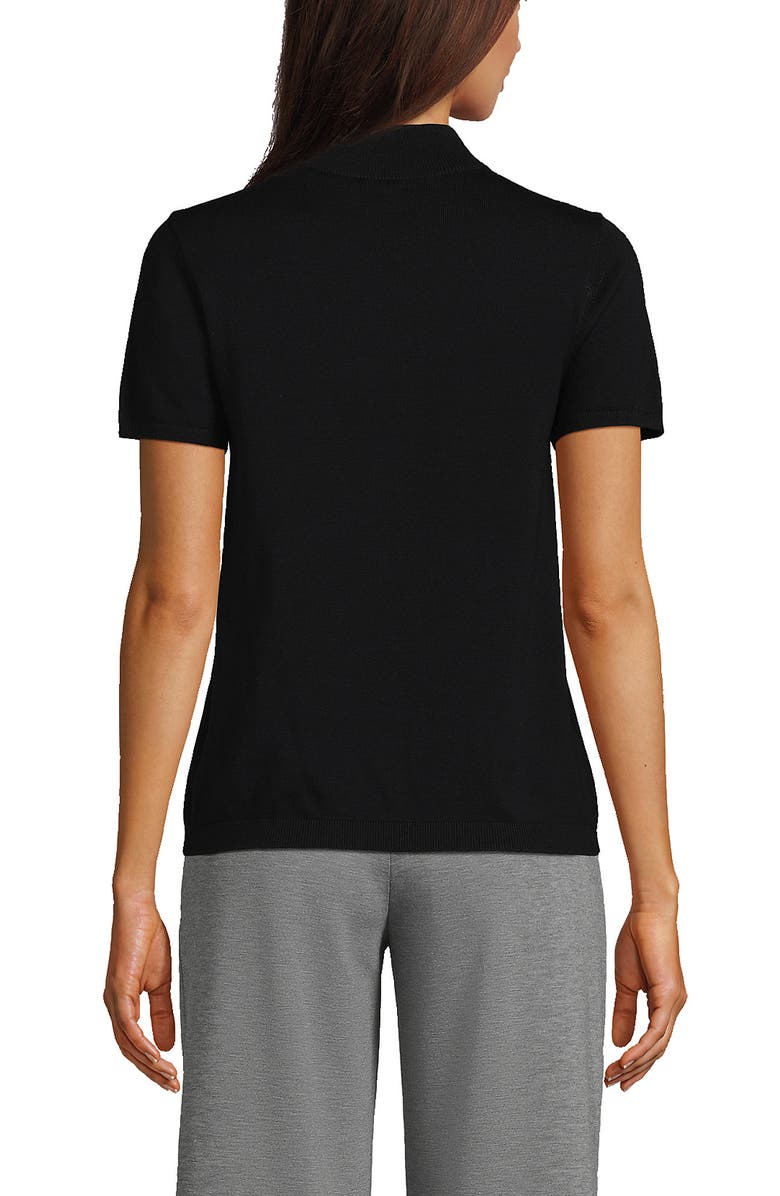 Lands' End Cotton Modal Half Sleeve Mock Neck Pullover Sweater, Alternate, color, 