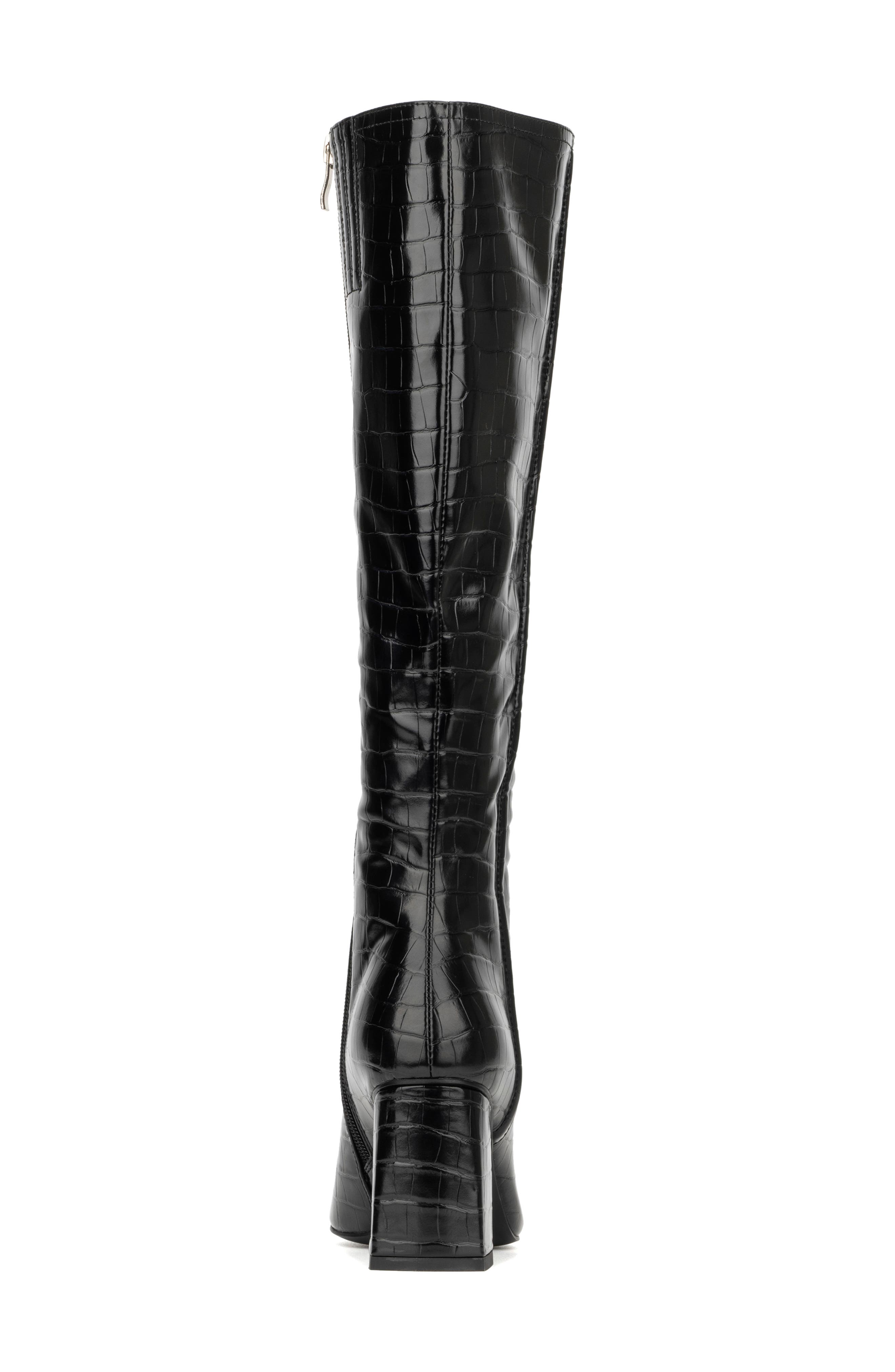 TORGEIS Angelica Croc Embossed Tall Boot, Alternate, color, Black