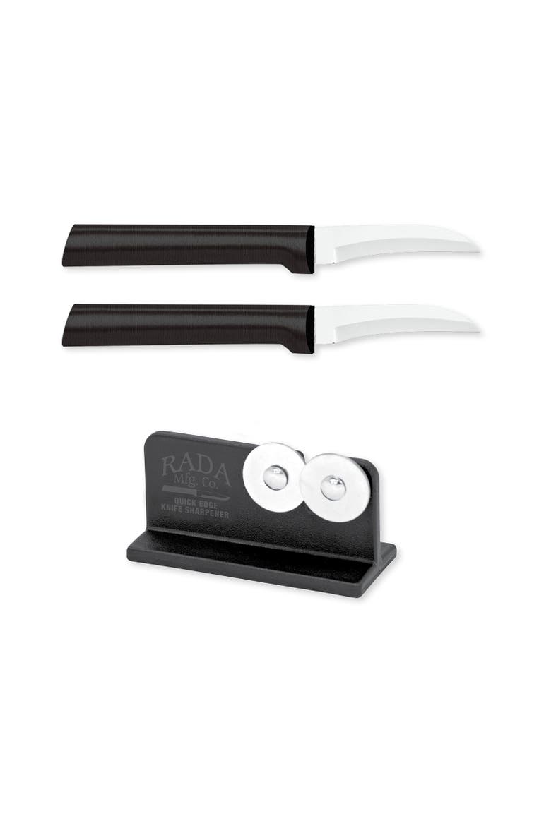 Cutlery 2.38-Inch Granny Paring Knife Set of 2 & Quick Edge Knife Sharpener, Main, color, Black