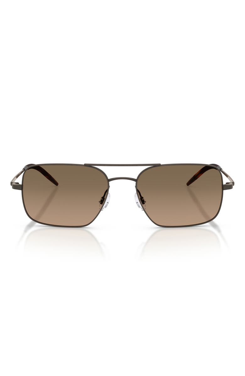 Oliver Peoples 55mm Victory II Polarized Rectangular Sunglasses, Main, color, Pewter / Sandstone