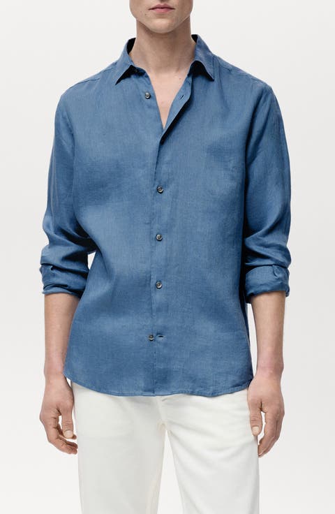 Classic Fit Linen Button-Up Shirt