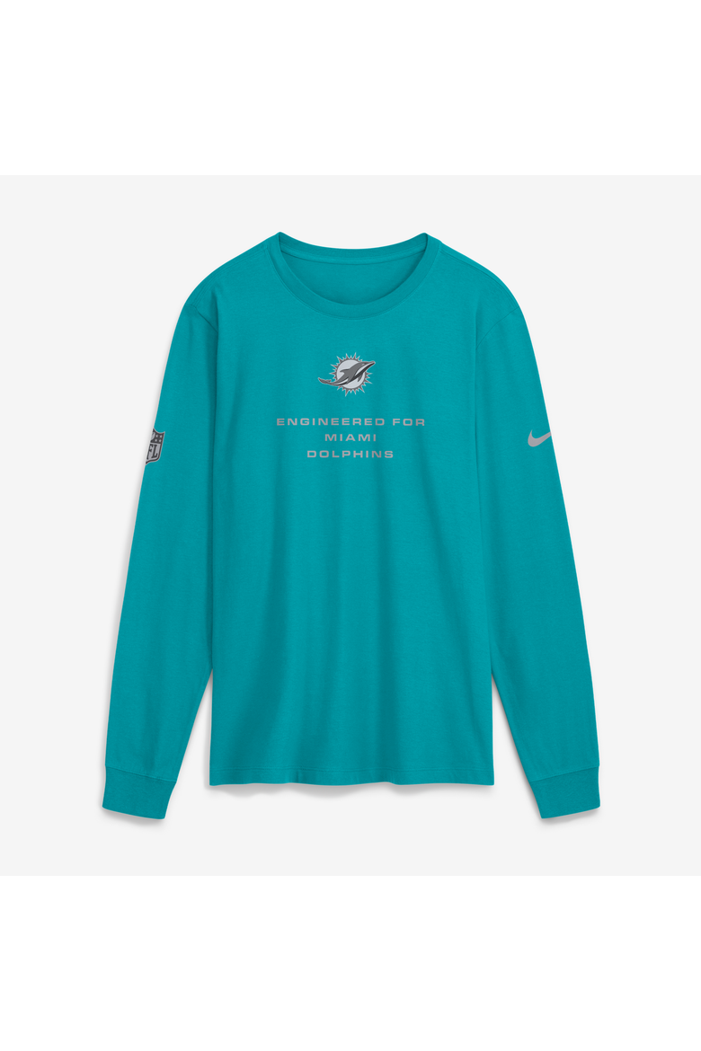 Men's Nike Aqua Miami Dolphins Sideline Bold Arch Star Dri-FIT Long Sleeve T-Shirt, Main, color, Aqua