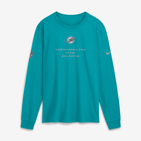 Men's Nike Aqua Miami Dolphins Sideline Bold Arch Star Dri-FIT Long Sleeve T-Shirt