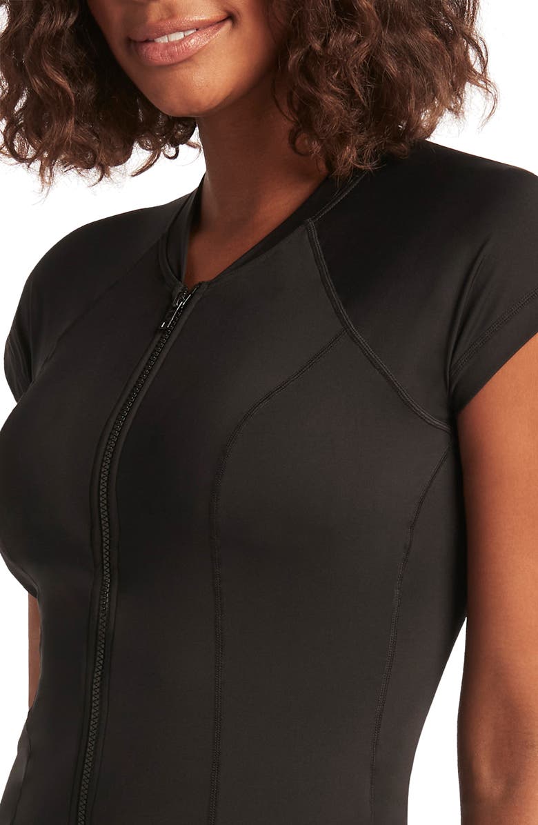 Sea Level Zip-Up Short Sleeve Rashguard Top, Alternate, color, 