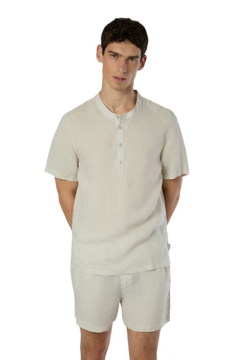 Linen Home Short Sleeve Henley Shirt