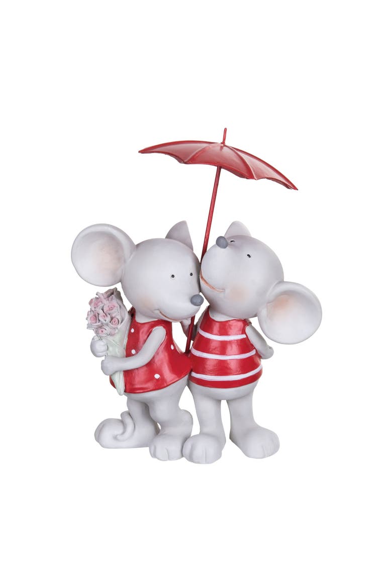 Rain or Shine Valentine's Day Mice Figurine 5.1", Main, color, Red