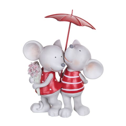 Rain or Shine Valentine's Day Mice Figurine 5.1"