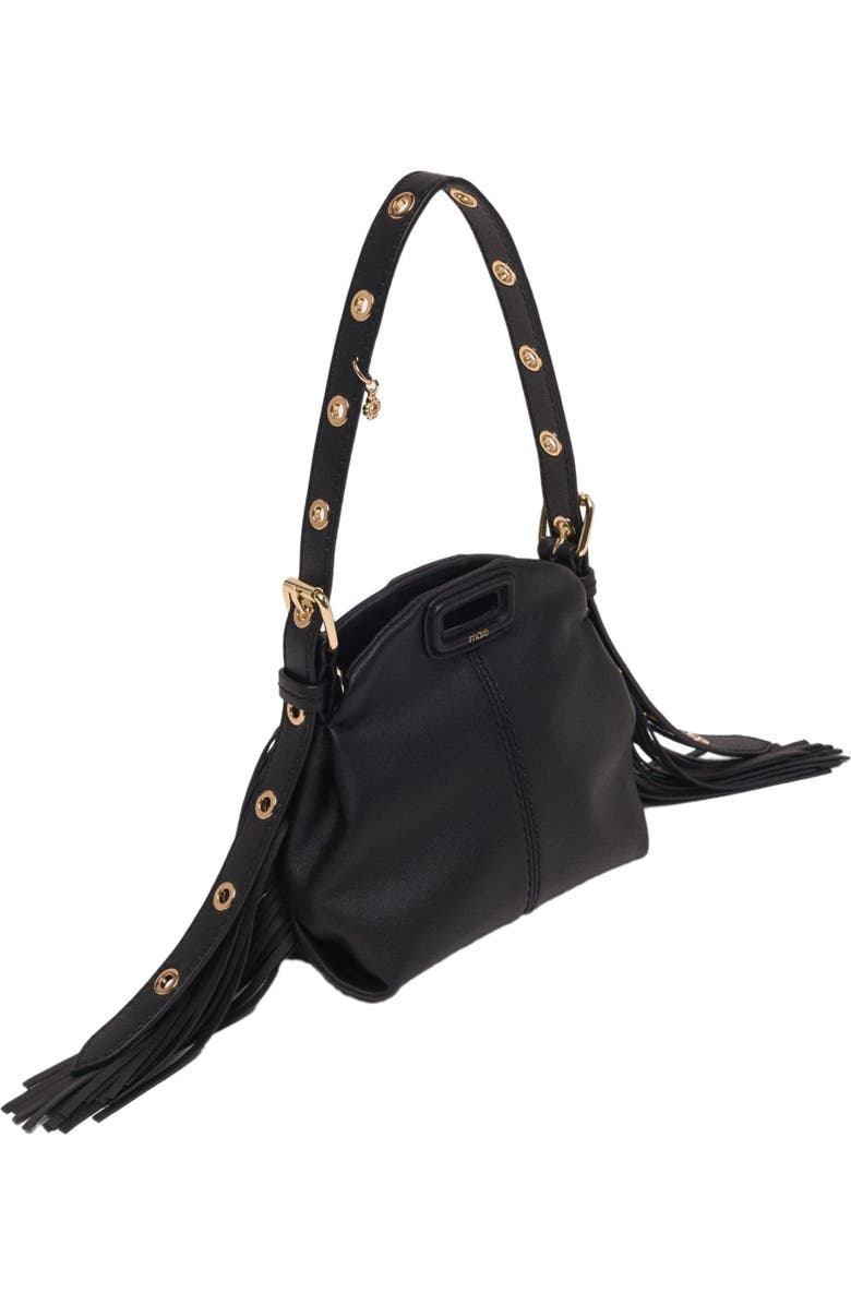 maje Miss M micro leather bag, Alternate, color, Black