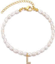 Adornia Freshwater Pearl Initial Charm Bracelet