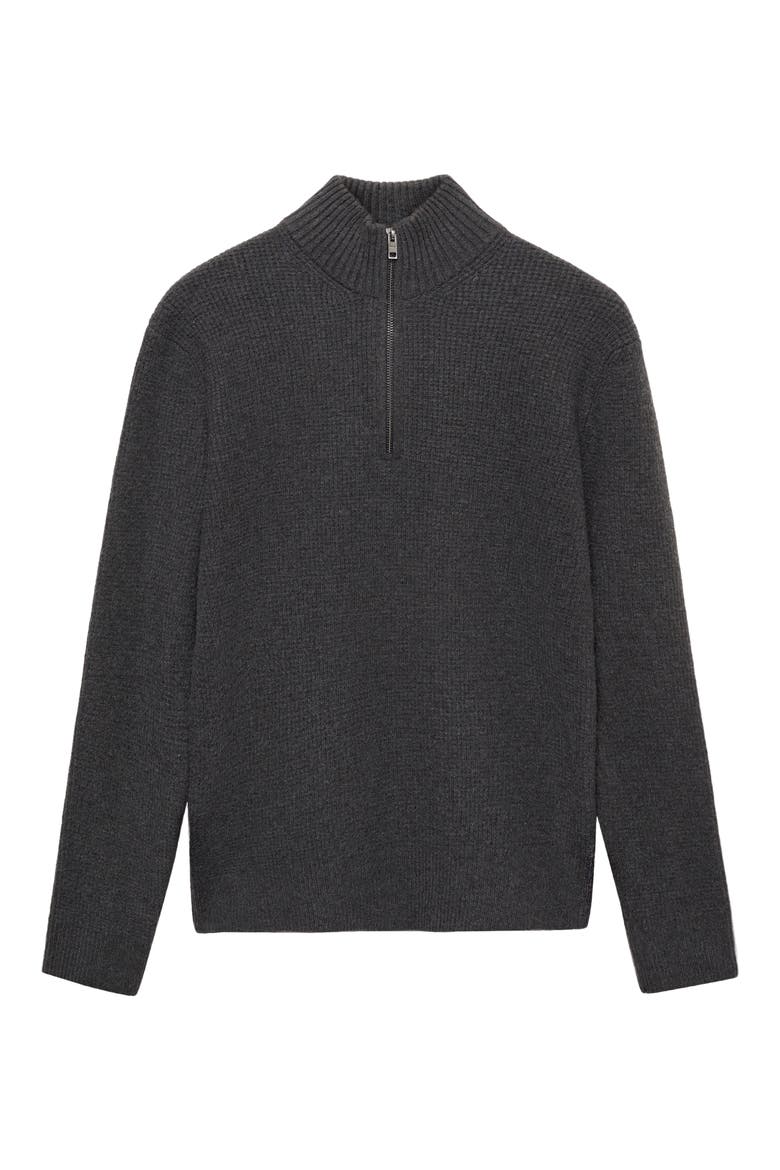 Mock Neck Quarter Zip Sweater, Alternate, color, CHARCOAL