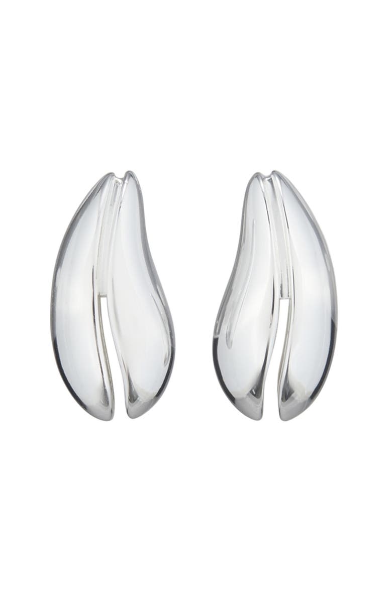 Tory Burch Small Pierced Earrings, Main, color, Light Silver