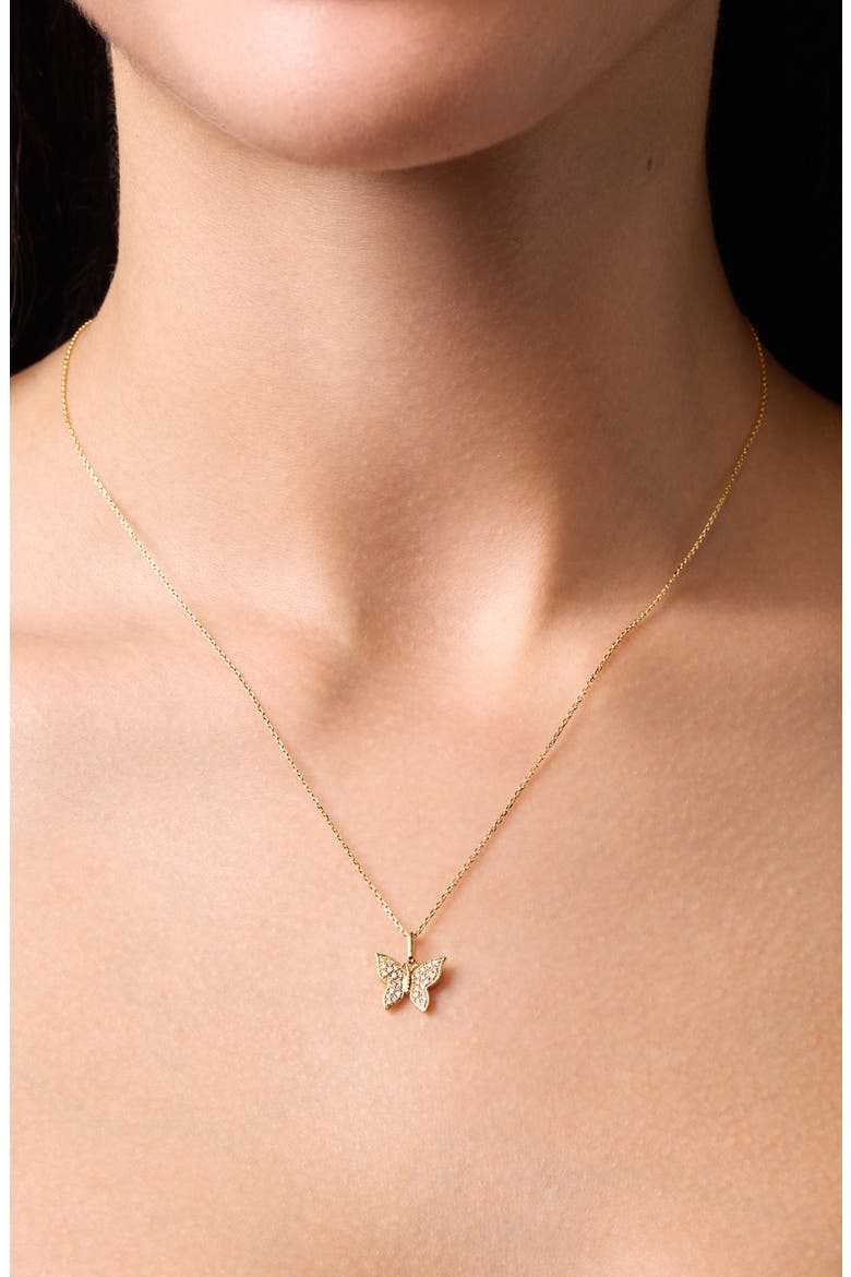 BL Icon Pavé Diamond Butterfly Pendant Necklace, Alternate, color, 18K YELLOW GOLD