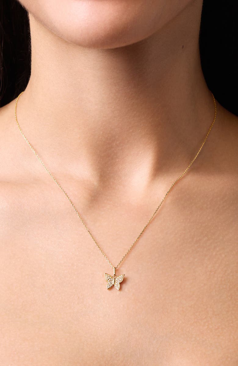 Bony Levy BL Icon Pavé Diamond Butterfly Pendant Necklace, Alternate, color, 18K Yellow Gold