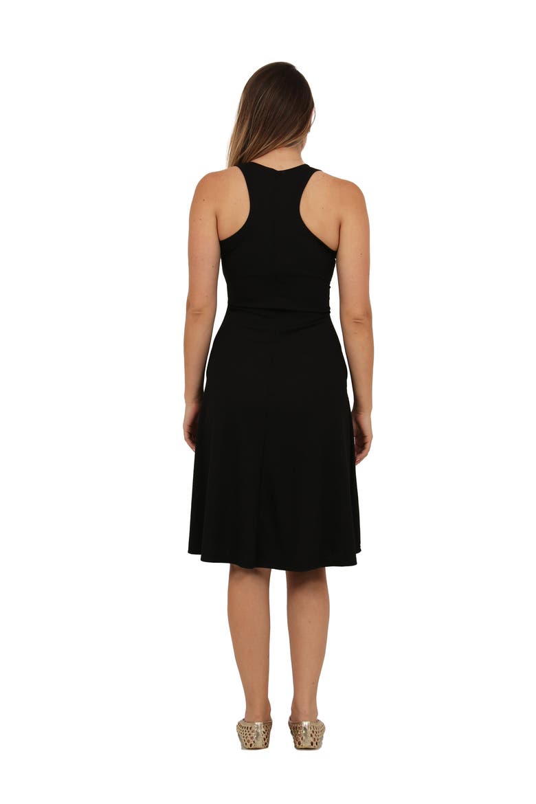 Womens Essential Ribbed Knit Sleeveless Scoop Neck Pocket A-Line Midi Dress, Alternate, color, Black