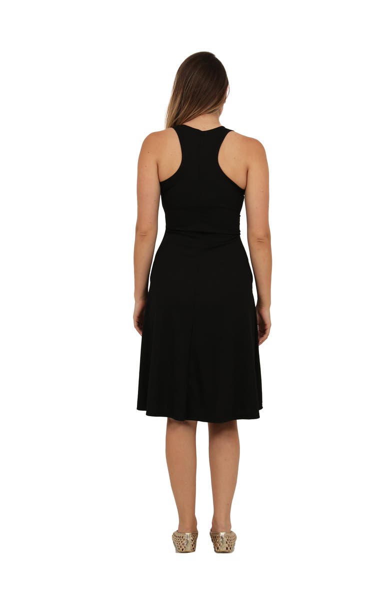 24seven Comfort Apparel Womens Essential Ribbed Knit Sleeveless Scoop Neck Pocket A-Line Midi Dress, Alternate, color, Black