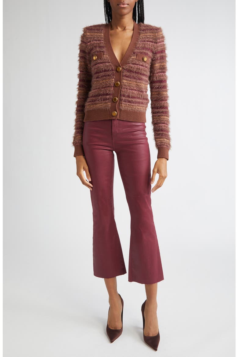 Ariadne Mix Stitch Cardigan, Alternate, color, NATURAL/ MAUVE MULTI