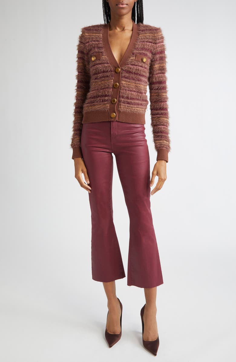 L'AGENCE Ariadne Mix Stitch Cardigan, Alternate, color, Natural/ Mauve Multi
