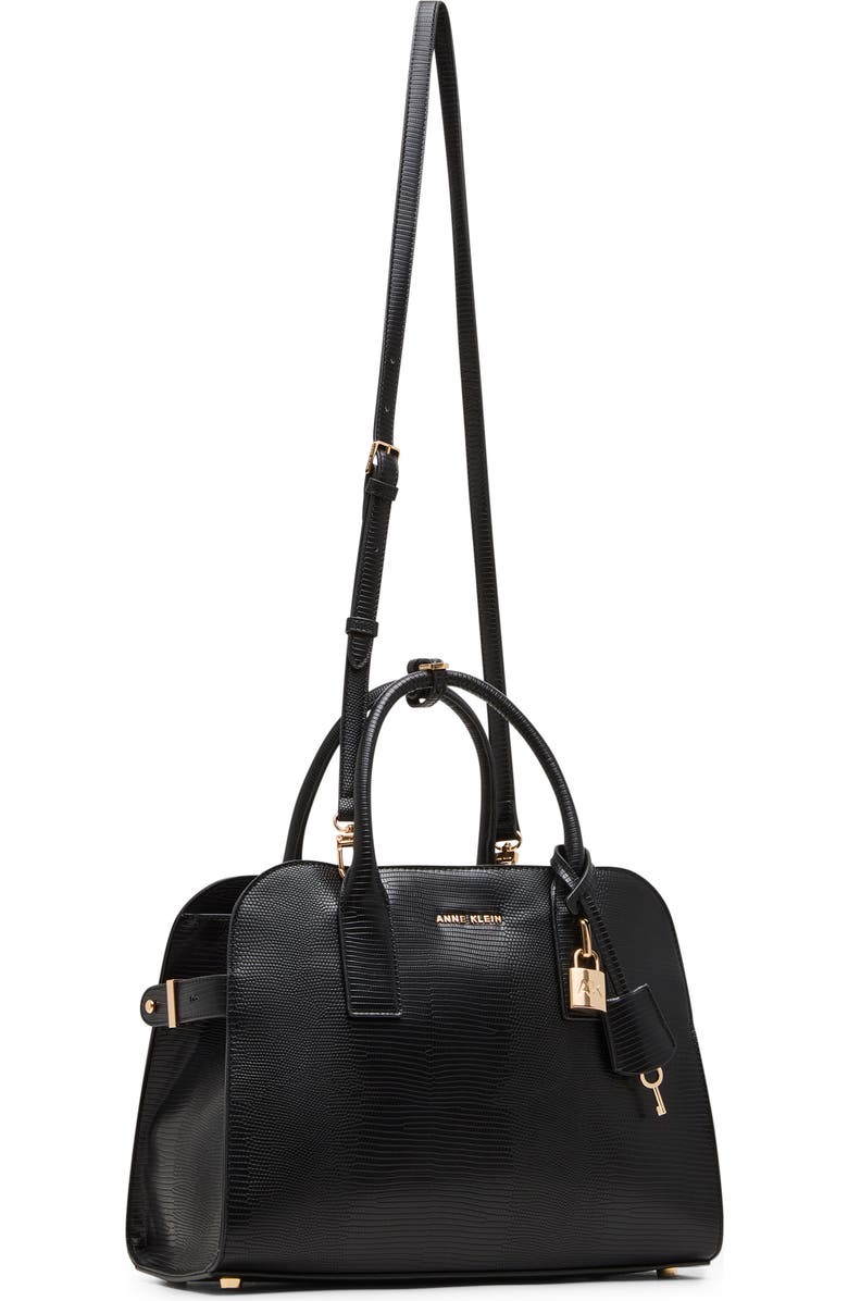 Anne Klein Curved Satchel, Alternate, color, Black
