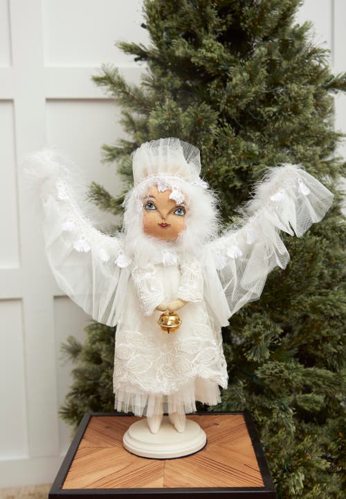 Gallerie Ii Lizette Angel Joe Spencer Gathered Traditions Christmas Art Doll Figure On Stand In White