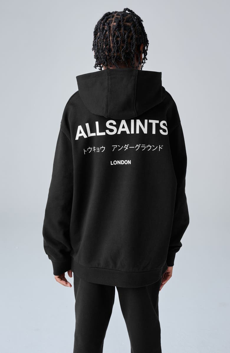 smALLSAINTS by ALLSAINTS Kids' Underground Graphic Cotton Hoodie, Alternate, color, Black