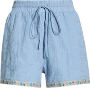 SUGARLIPS Marcy Embroidered Cotton High Waisted Shorts