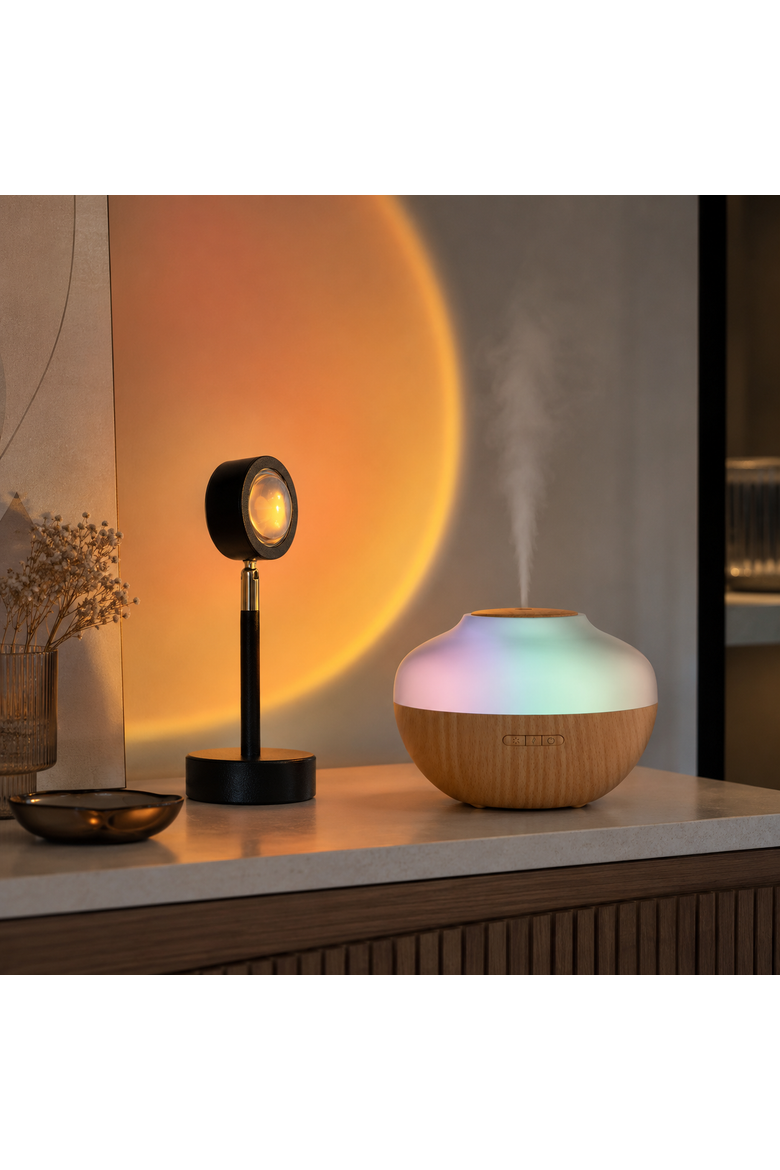 Sunset Projector Lamp & Oil Aroma Diffuser Set, Alternate, color, Multicolor
