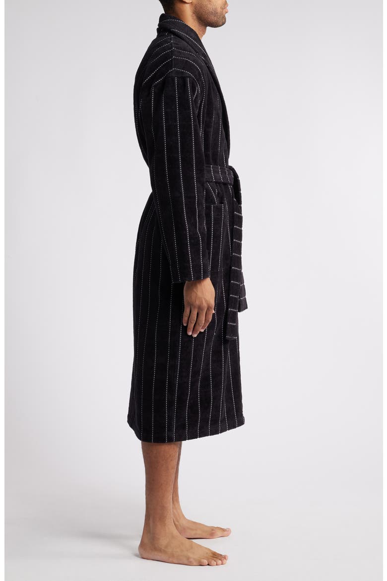 Out of Office Stripe Terry Velour Robe, Alternate, color, BLACK STRIPE