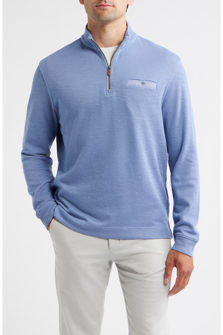 Flame Stitch Quarter Zip Pullover, Main, color, CLOUDBURST