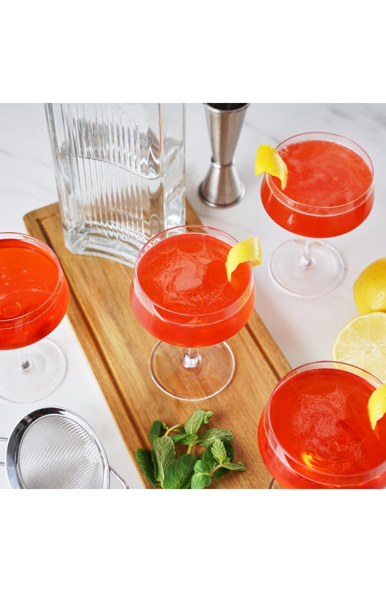 Viski Raye Crystal Angled Coupe Glasses Set of 4, Alternate, color, Clear