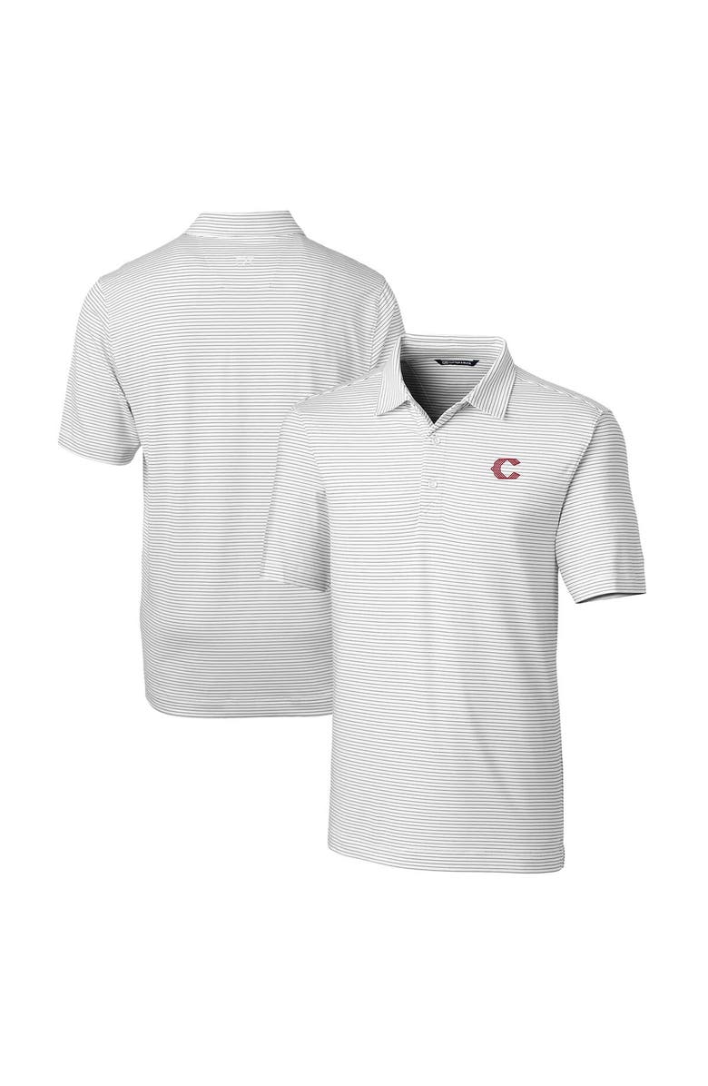 Cutter & Buck Men's Cutter & Buck White Cincinnati Reds City Connect Big & Tall Forge Pencil Stripe Stretch Polo, Main, color, 