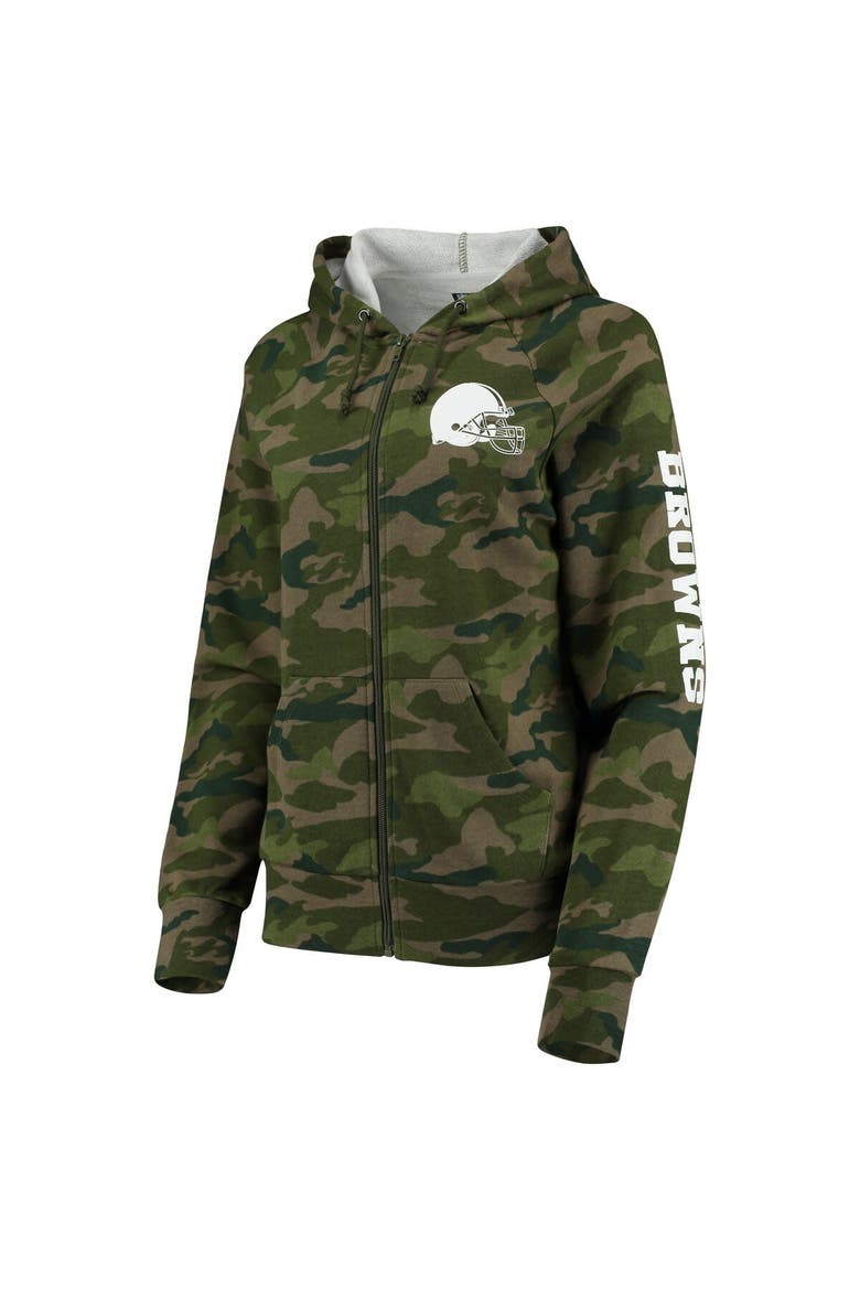 Women's New Era Camo Cleveland Browns Raglan Full-Zip Hoodie, Alternate, color, Camo