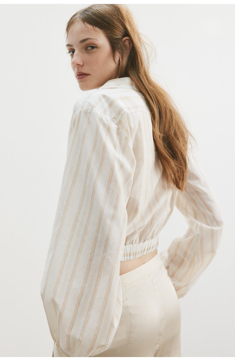 H&M Cotton Wrap Shirt, Alternate, color, Cream/Striped