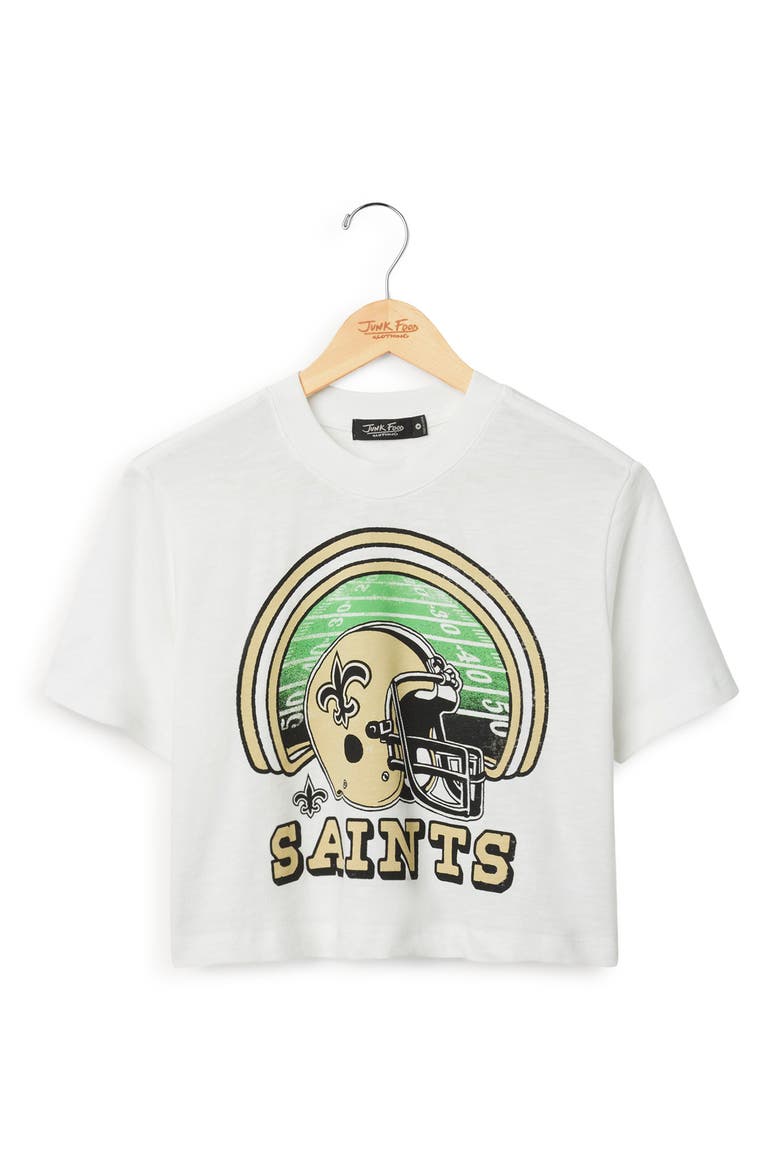 New Orleans Saints Graphic Cropped T-Shirt, Main, color, VINTAGE WHITE