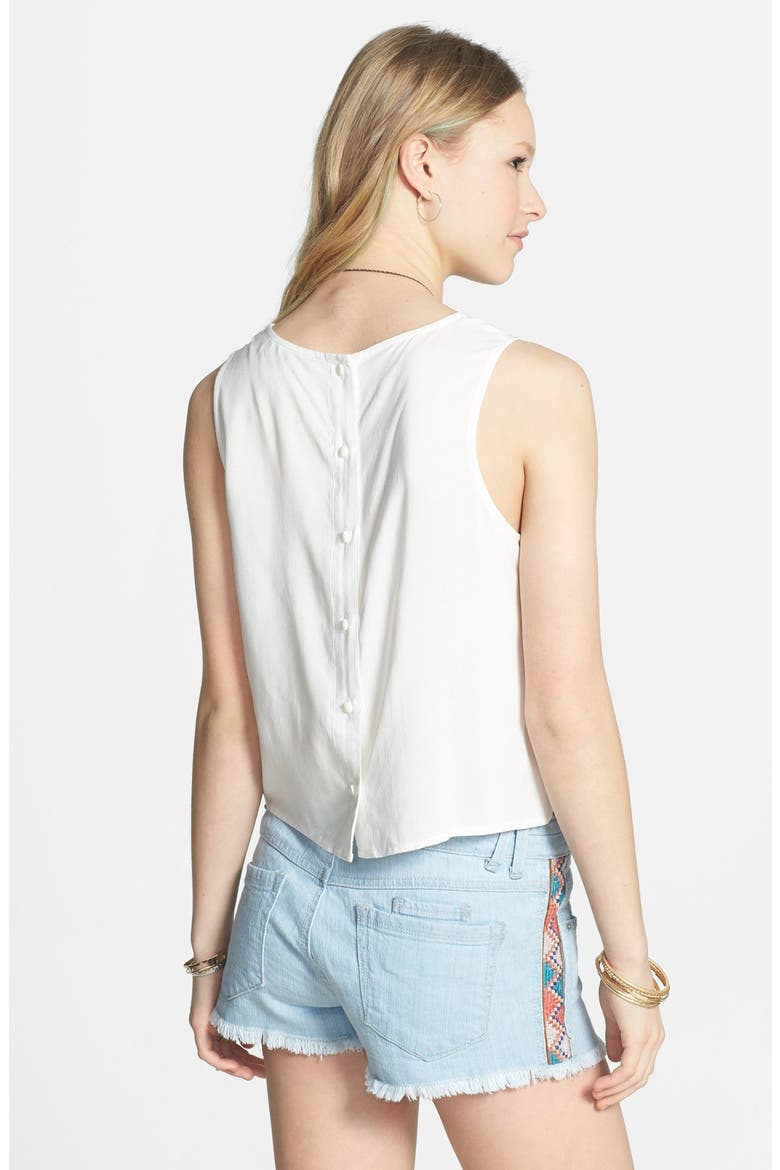 Chloe K Floral Stitch Button Back Tank, Alternate, color, WHITE