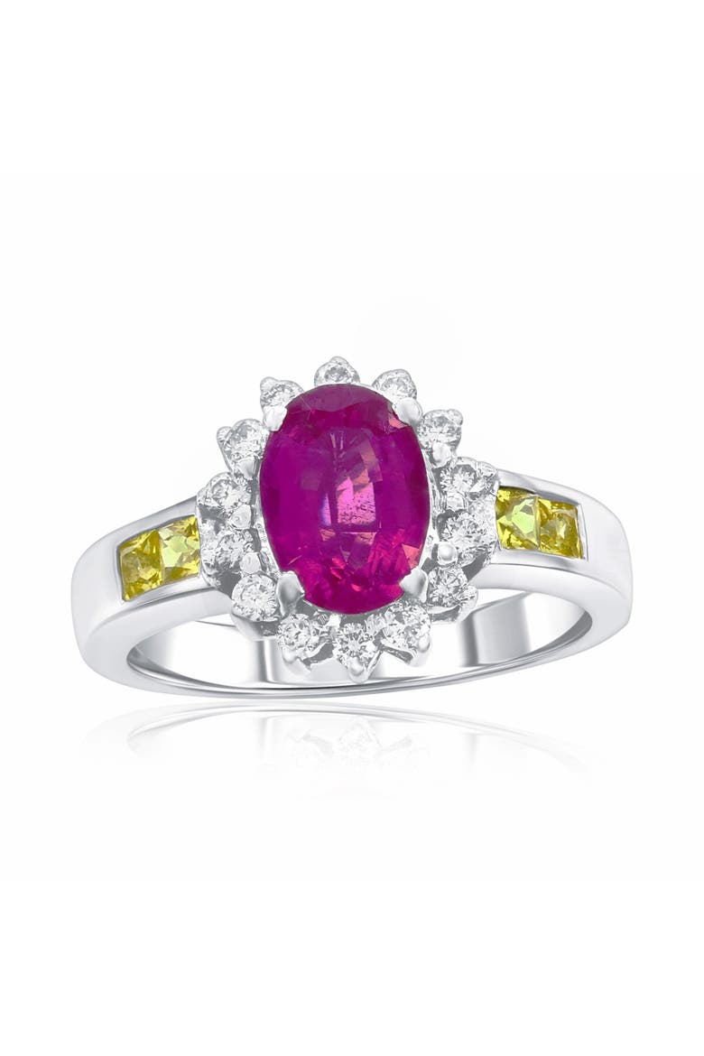 18K Gold 2ct Tourmaline & 0.8cttw Diamond & Yellow Sapphire Ring, Main, color, Yellow