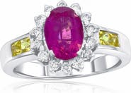 SOUZANA by Suzy Levian 18K Gold 2ct Tourmaline & 0.8cttw Diamond & Yellow Sapphire Ring