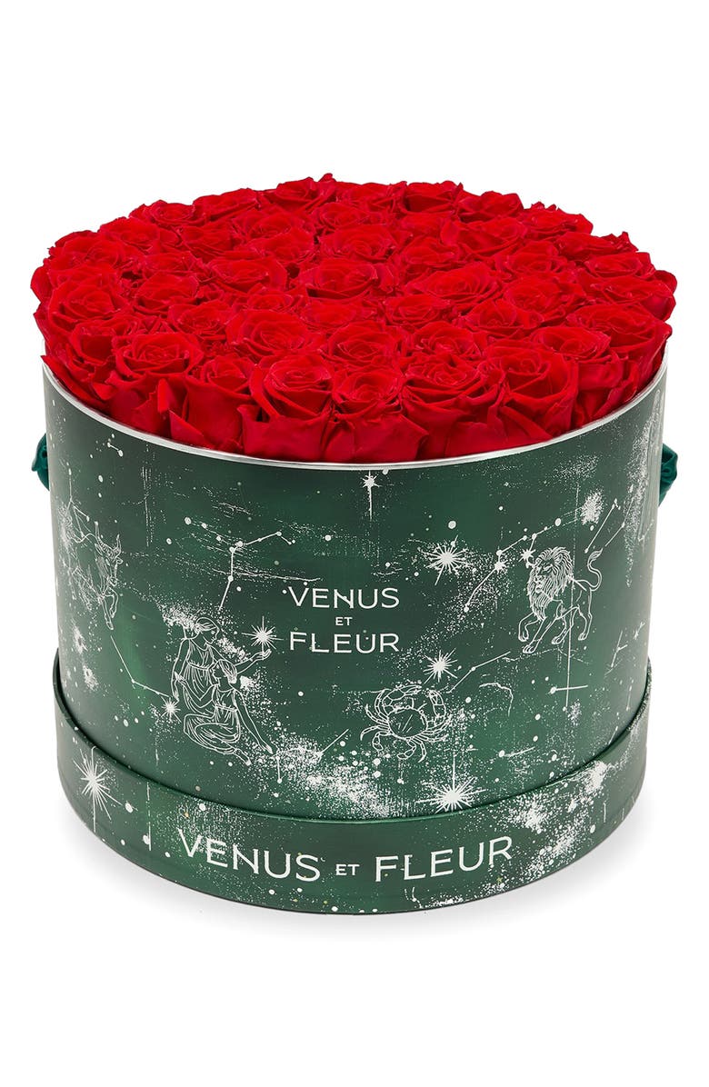 Venus ET Fleur Large Round Holiday Zodiac Red Eternity Roses<sup>®</sup>, Main, color, Red