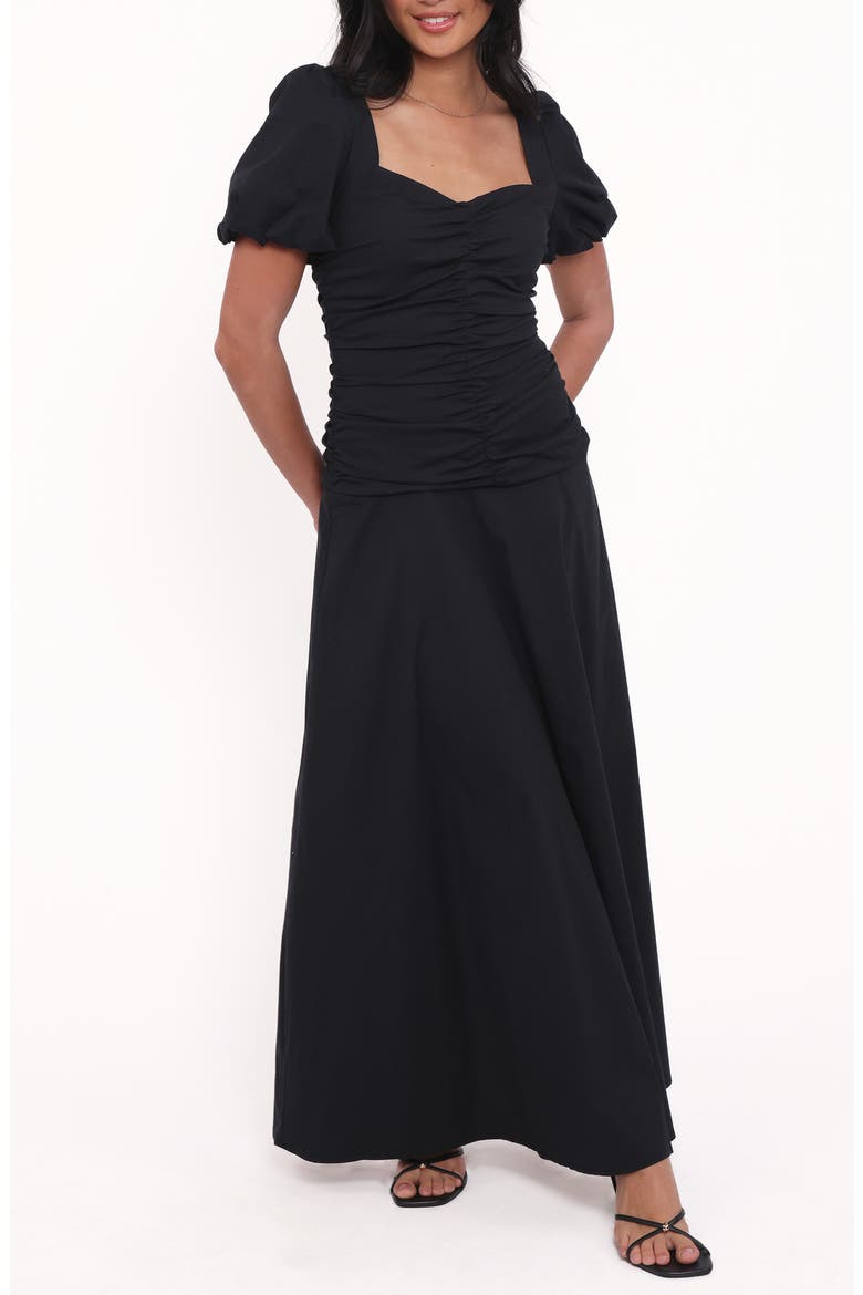 Denver Sweetheart Neck Stretch Cotton Maxi Dress, Main, color, BLACK