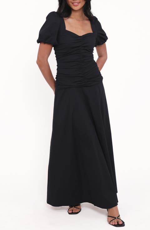 Denver Sweetheart Neck Stretch Cotton Maxi Dress