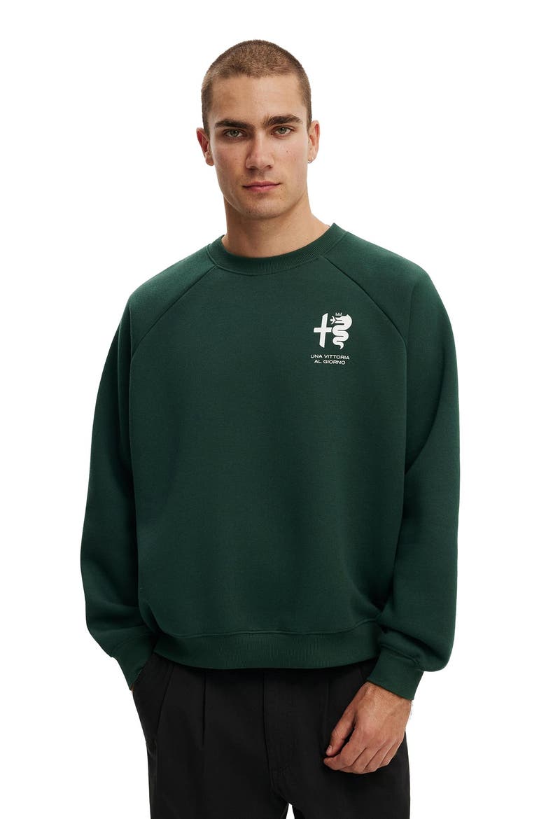 Men's Box Fit Alfa Romeo Sweater, Main, color, Lcn Alf Pineneedle Green
