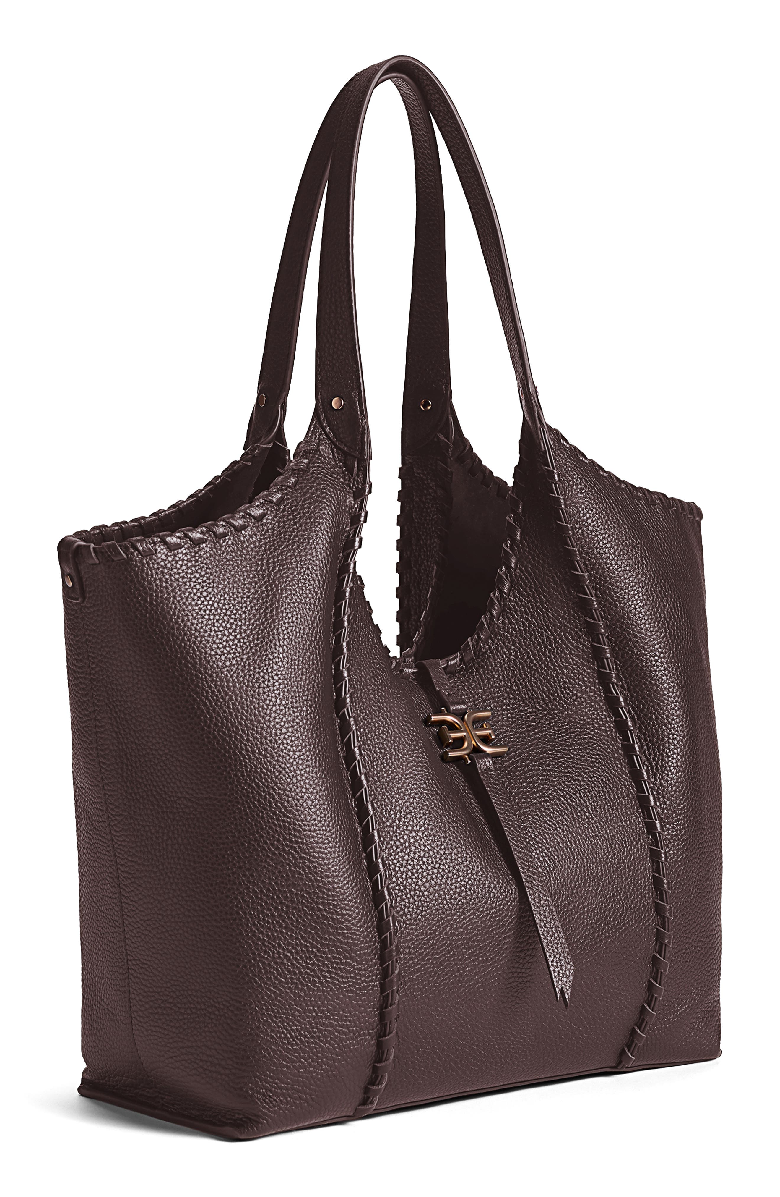 Sam Edelman Sylvia Whipstitched Expandable Tobo Bag, Alternate, color, Dark Brown
