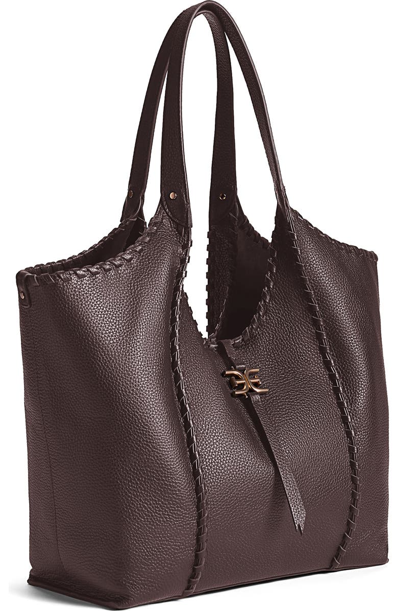 Sam Edelman Sylvia Whipstitched Expandable Tobo Bag, Alternate, color, Dark Brown