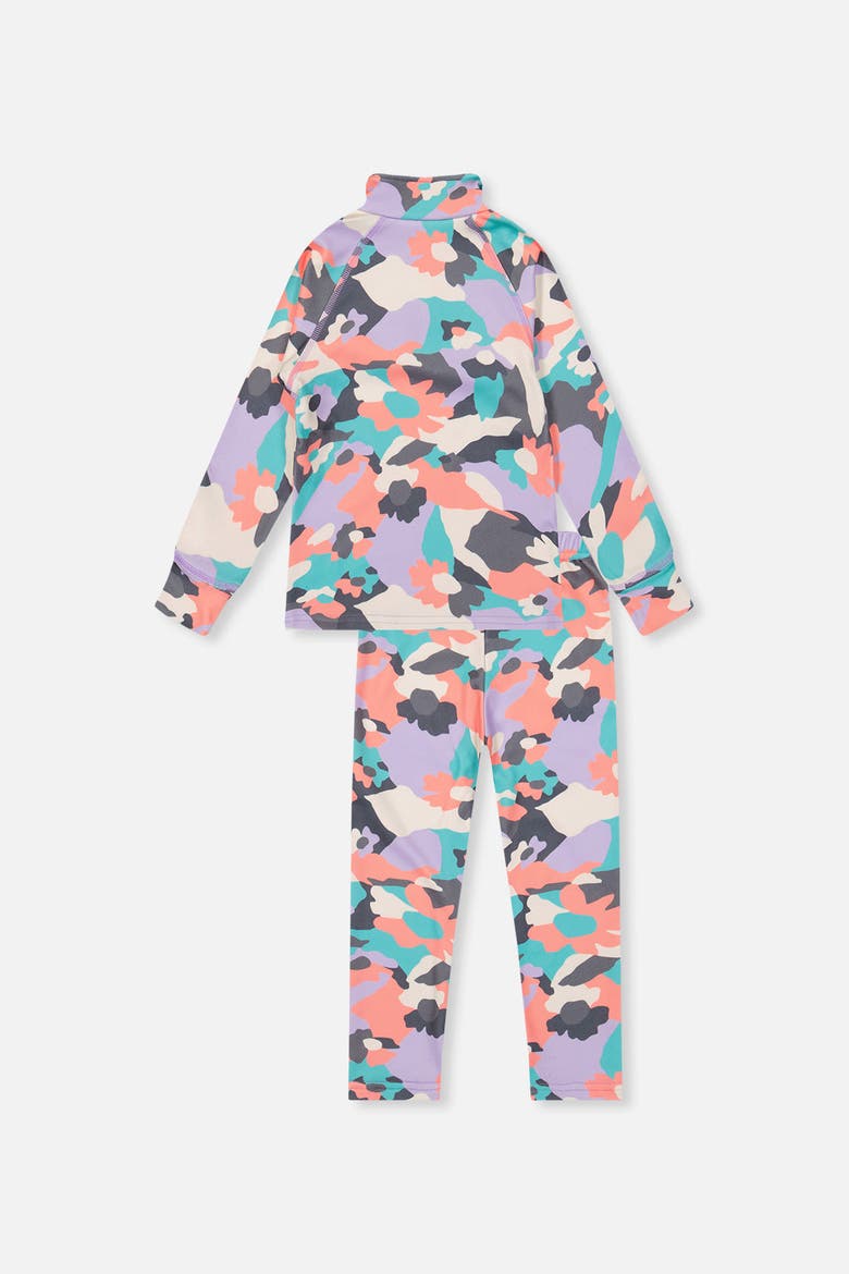 Two Piece Camouflage Brushed Half-Zip Top & Pants Thermal Underwear, Alternate, color, Coral Camouflage