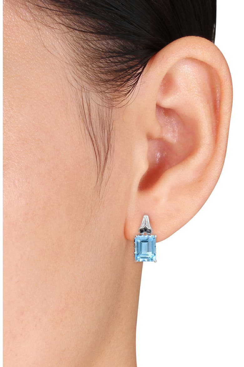 Emerald-Cut Sky Blue Topaz Stud Earrings, Alternate, color, BLUE